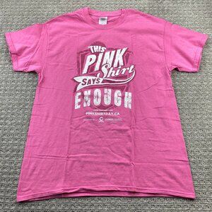 Pink Shirt Day Men Large L This Pink Shirt Says Enough Gildan Cotton Casual